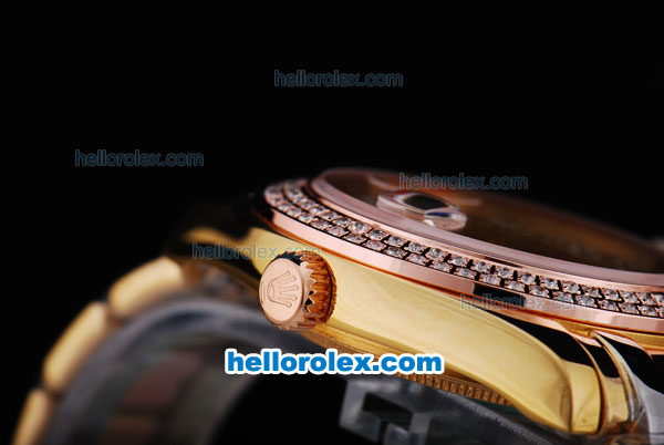 Rolex Day-Date Automatic Movement Rose Gold & Diamond Bezel with Golden Dial - Click Image to Close